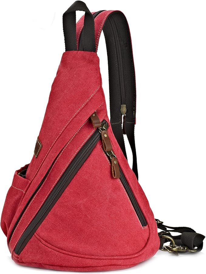 Canvas Sling Bag Convertible Crossbody Chest Bag Shoulder Backpack Daypack for Men Women Outdoor Cycling Travel