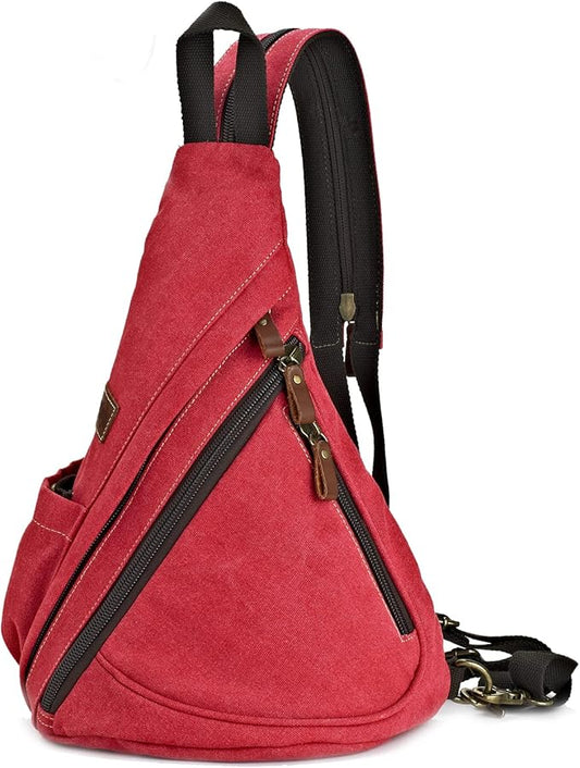 Canvas Sling Bag Convertible Crossbody Chest Bag Shoulder Backpack Daypack for Men Women Outdoor Cycling Travel