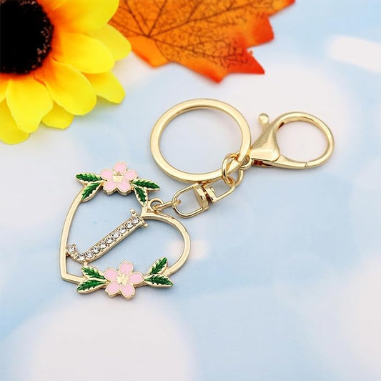 Elechobby Heart Shape Letter Keychain - Cute Accessory for Women,Sister,Mom,Bestie, Handbag Backpack Charm,Car Keyring