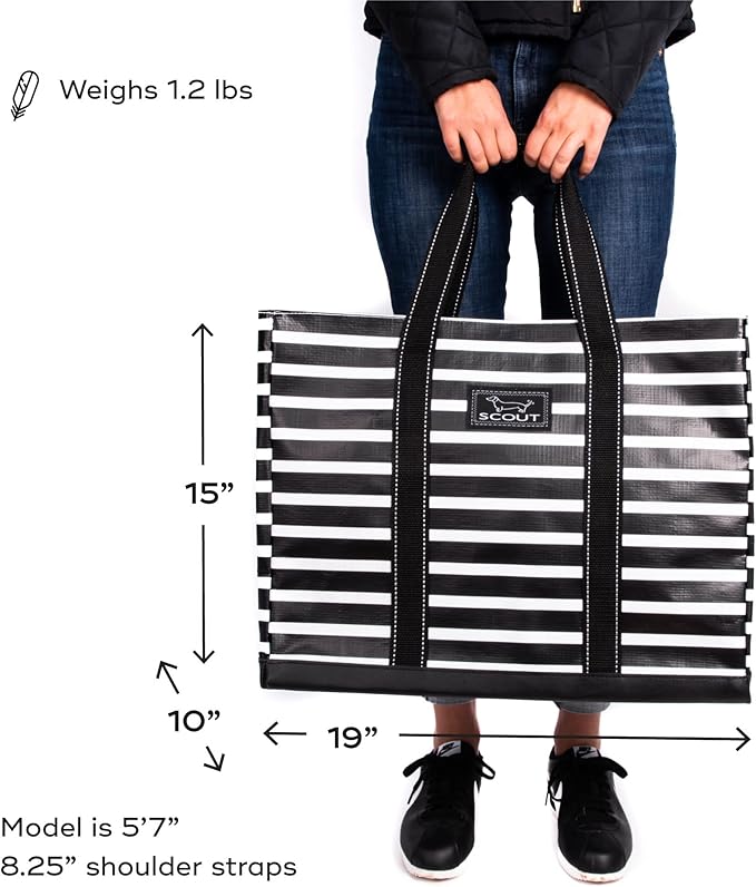 SCOUT Original Deano Tote Large - Durable Lightweight Open Top Beach, Pool & Lake Bag, Inside Zip Pocket, Folds Flat