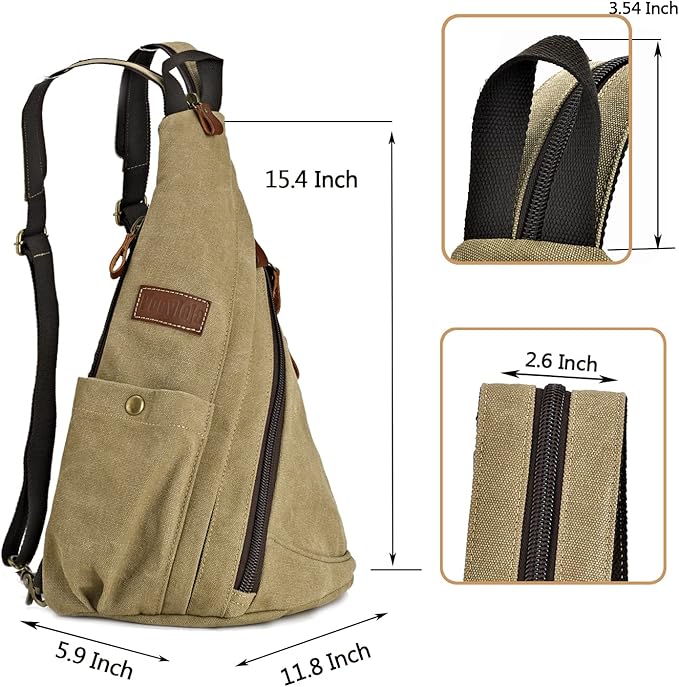 Canvas Sling Bag Convertible Crossbody Chest Bag Shoulder Backpack Daypack for Men Women Outdoor Cycling Travel