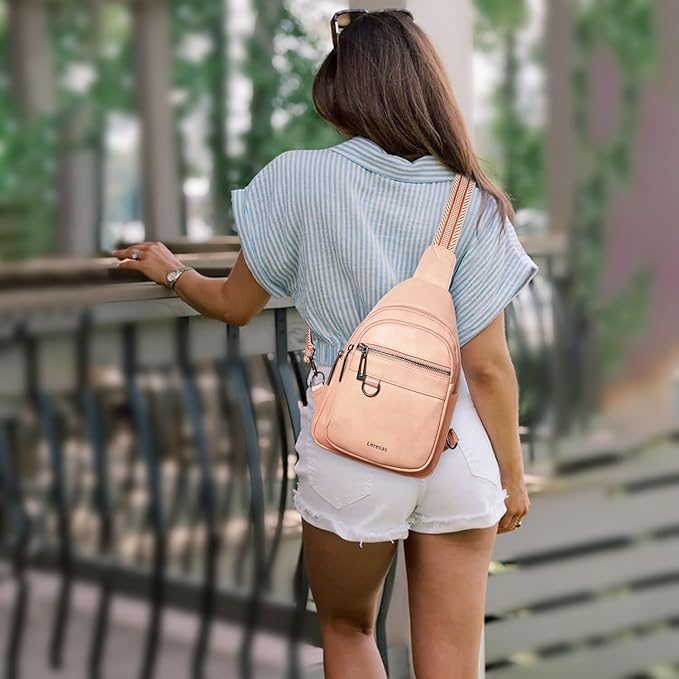 7L Sling Bag for Women Men Vegan Leather Crossbody Bags Fanny Pack Purse Backpack Over Shoulder Bag Travel Anti Theft