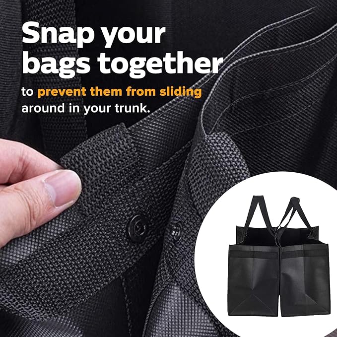 Homemell Heavy Duty Reusable Grocery Bags, Large Collapsible Tote Bag Holds 100 LBS, Extra-Strength Premium Material (Black, 4-Pack)