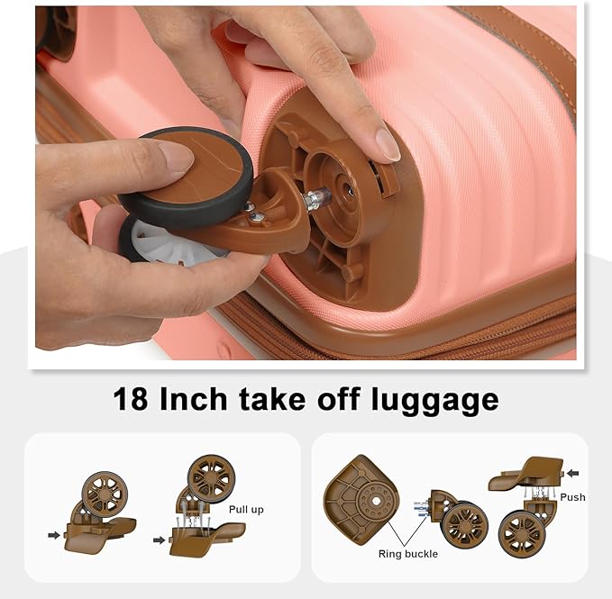 Joyway Luggage Set 7 Piece Suitcase Sets with Spinner Wheel,Hardside Expandable Travel Laggage with TSA Lock(18/20/24/28 Pink)