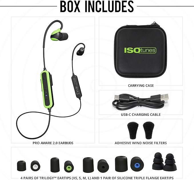 ISOtunes PRO Aware 2.0: Bluetooth Hearing Protection Earbuds with Audio Passthrough for Situational Awareness, IP67 Water and Dust Proof, 26 dB NRR Rating, 15 Hour Battery, High Fidelity Audio