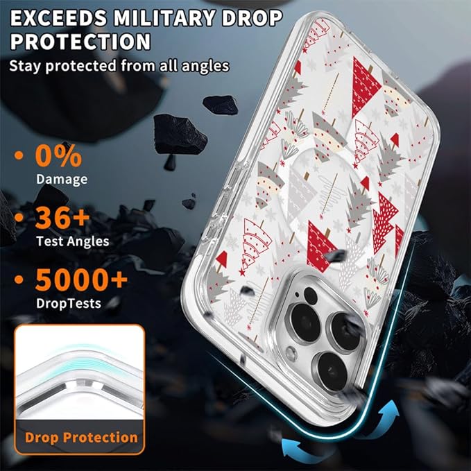 DAIZAG Case for iPhone 16 Pro Max, [Compatible with MagSafe],Phone Case for Women Girls Magnetic Clear Cover,Christmas Tree Snowflake