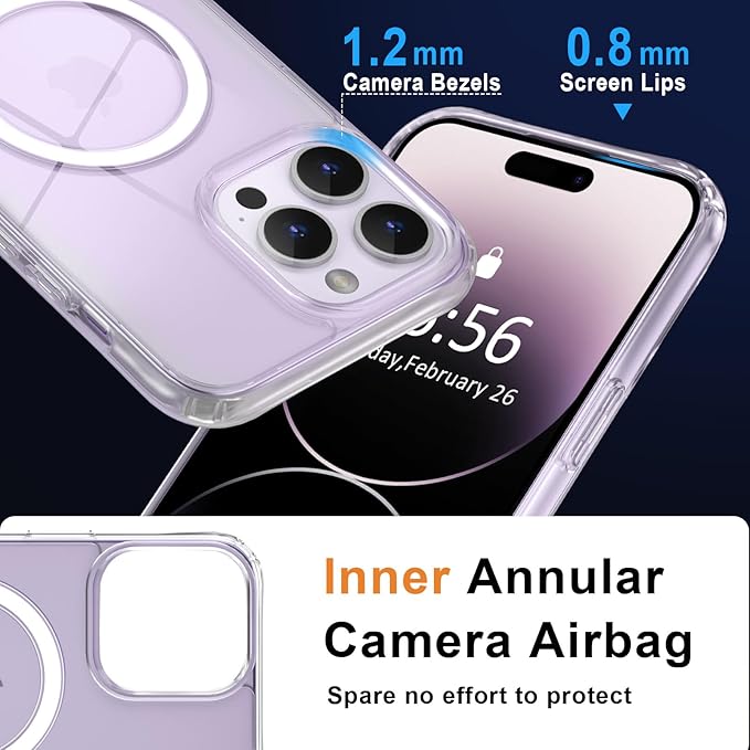 MOCCA Strong Magnetic for iPhone 14 Pro Max Case [Compatible with Magsafe] [10FT Military Grade Protective] Slim Shockproof Case for iPhone 14 Pro Max 6.7" -Clear