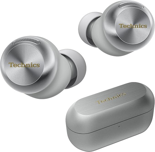 Technics Reference Class Hi-Fi Wireless Earbuds, Dolby Atmos with Head Tracking, Adaptive Noise Cancelling, 3 Device Multipoint, 10-hr Battery, Wireless Charging, Improved Fit - EAH-AZ100-S (Silver)