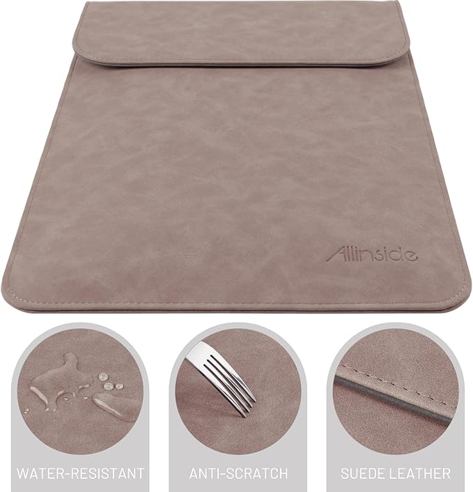 Allinside 13 inch Laptop Sleeve Case for with MacBook Air 13 2018–2025 (M2 A2681 M3 A3113 M4 A3240)/MacBook Pro 13 2016–2022 (A2251 A2289 A2338 M1 M2), PU Suede Leather Laptop Case Cover, Pink