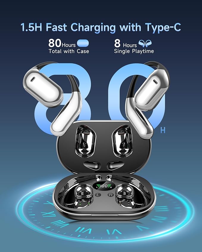 CoolJumper AI Translating Earbuds Real Time 3 in 1 Translation Headphones 144 Languages & Accents, Ultra Open Ear Headphones Bluetooth 5.4 for Bussiness Travel Learning - Silver Black