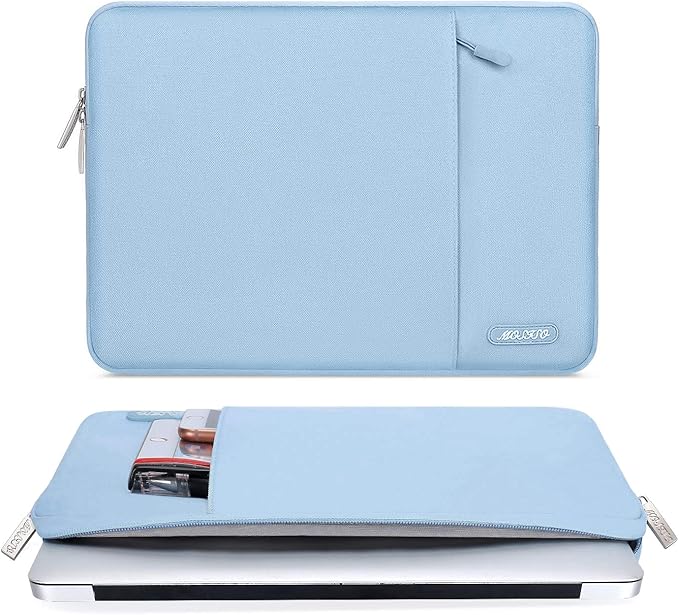 MOSISO Laptop Case 13.3 inch, 13-13.3 inch Laptop Sleeve Compatible with MacBook Air/Pro 13 / Pro 14, HP Dell ASUS Lenovo Notebook, Polyester Vertical Computer Sleeve Bag with Pocket, Air Blue