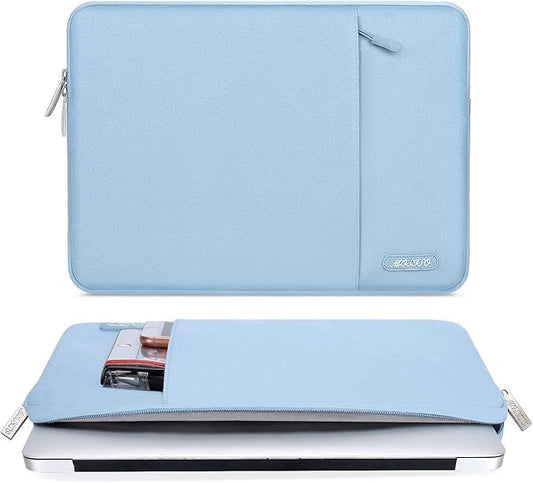 MOSISO Laptop Case 13.3 inch, 13-13.3 inch Laptop Sleeve Compatible with MacBook Air/Pro 13 / Pro 14, HP Dell ASUS Lenovo Notebook, Polyester Vertical Computer Sleeve Bag with Pocket, Air Blue