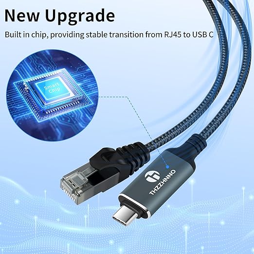 USB C to Ethernet Cable 6.6FT, Type C to RJ45 Gigabit LAN Network Cord,Directly Connected,Thunderbolt 3/4 Compatible for MacBook Pro/Air, iPad Pro, iPhone 15 Series,Galaxy S24, Windows