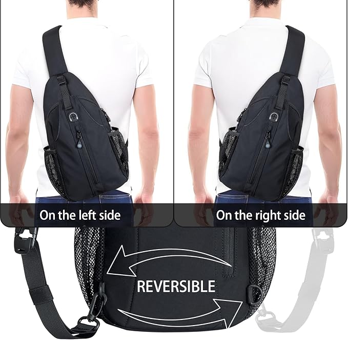 LEDAOU Crossbody Sling Bag for Men Anti-Theft Sling Backpack Cross Body Shoulder Chest Bag Fanny Pack Travel Hiking (Black)