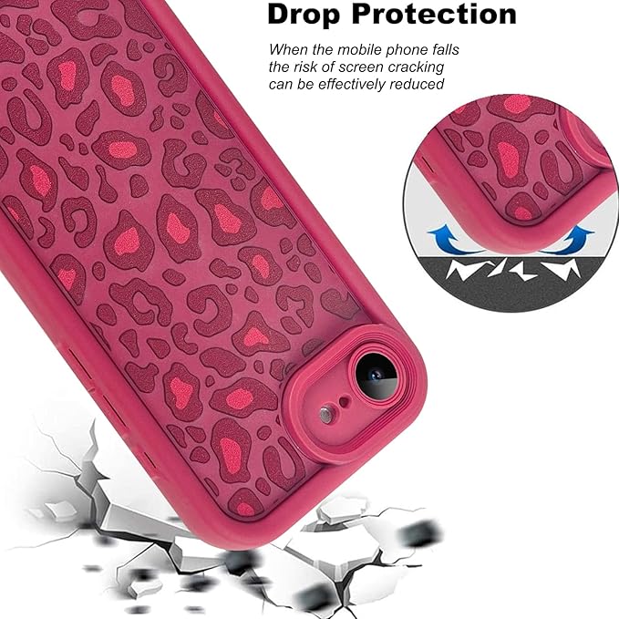 KANGHAR Case for iPhone 16e Leopard Printed Pattern Cute Cheetah Phone Case Soft TPU Shockproof Protective Cover for iPhone 16e 6.1 Inch Red
