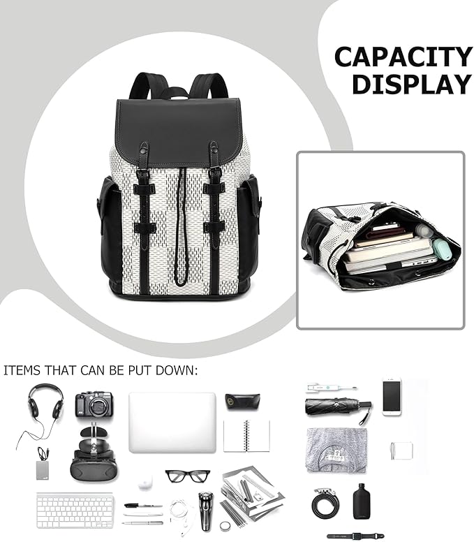 KingTo Laptop Backpack for Men Luxury Anti-Theft Travel Backpack Casual Business Waterproofing Computer Bag (A-White)