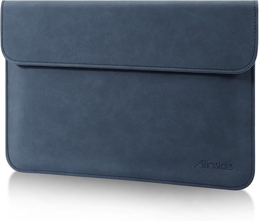 Allinside 13 Inch Laptop Sleeve Case for MacBook Air 13 2018-2025/MacBook Pro 13 2016-2022/Macbook Pro 14 2021-2024, Waterproof PU Leather Horizontal Envelope Protective Case Cover, Navy Blue