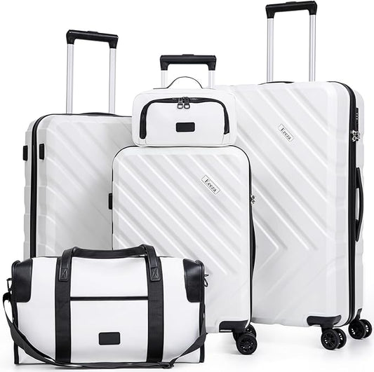 Luggage Sets 5 Piece, Suitcases with Wheels, ABS Hard Case Luggage with TSA Lock Spinner Wheels, Carry On Luggage Set(5 Piece Sets (20"/24"/28"/DB/TB))
