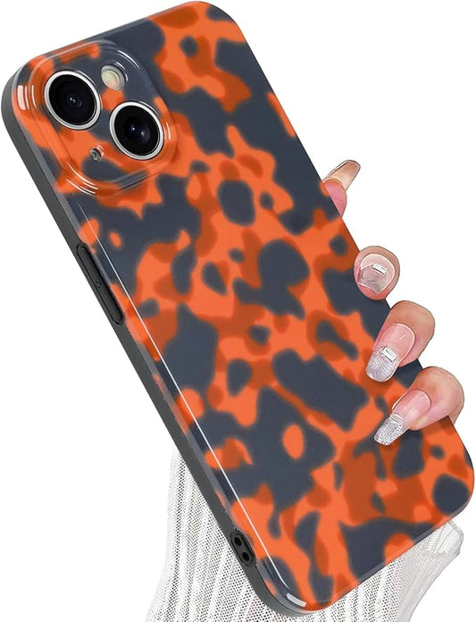 Phone Case for iPhone 14 Case Rusty Tortoiseshell Print TPU Slim Phone Cover for Women Girls Grily Brown Shockproof Phone Cover for iPhone 14, Tortoise Print