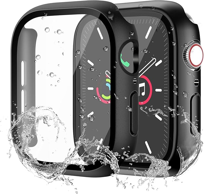 Waterproof Case for Apple Watch Series SE2 SE 6 5 4 44mm, Built-in Screen Protector with Tempered Glass [Touch Sensitive] Cover for iWatch S6/S5/S4/SE 44mm, Black