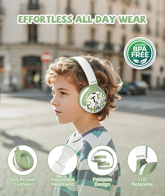 Kids Active Noise Cancelling Headphones - 60H Playtime, 85dB Safe Volume, USB-C Fast Charge, Bluetooth 5.4 - Wireless Headphones for iPad/Airplane/Tablet