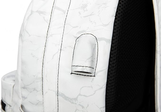 Kinmac Water Resistant Laptop Travel Outdoor Backpack with USB Charging Port for 13 inch 14 inch and 15.6 inch Laptop (White Marble)