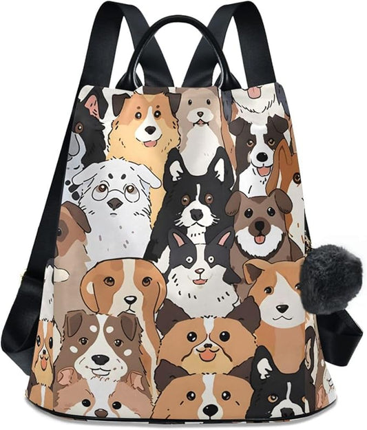 ALAZA Cute Dog Prints Puppy Animal Backpack Purse for Women Anti Theft Fashion Back Pack Shoulder Bag