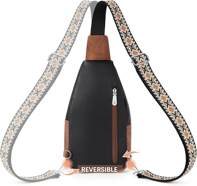 BOSTANTEN Sling Bag for Women Leather Crossbody Bag Vintage Cross Body Purse for Travel with Guitar Strap, Bohemian Style