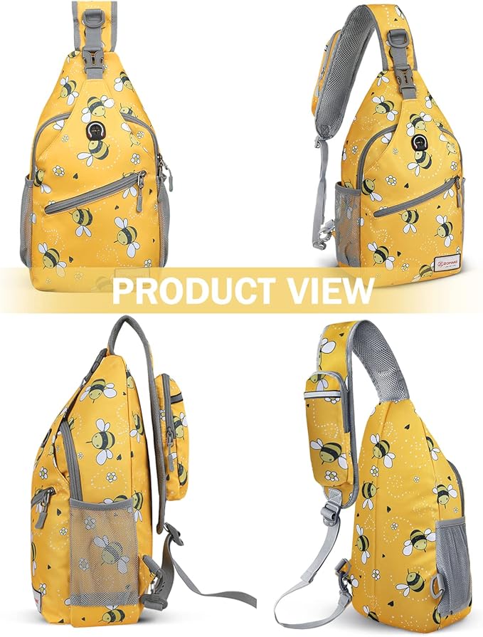 ZOMAKE Sling Bag,Small Crossbody Sling Backpack,Water Resistant Shoulder Daypack for Travel,Anti Thief Chest Bag for Hiking(Bee Yellow)