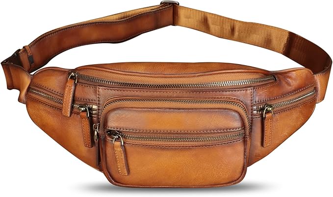 Genuine Leather Fanny Pack for Women and Men Vintage Handmade Leather Waist Bag Sling Bag Backpack Purse Crossbody Bags (Brown)