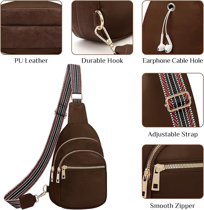 Small Leather Sling Bags for Women Fashion Crossbody Backpack Purse Sling Crossbody Bags