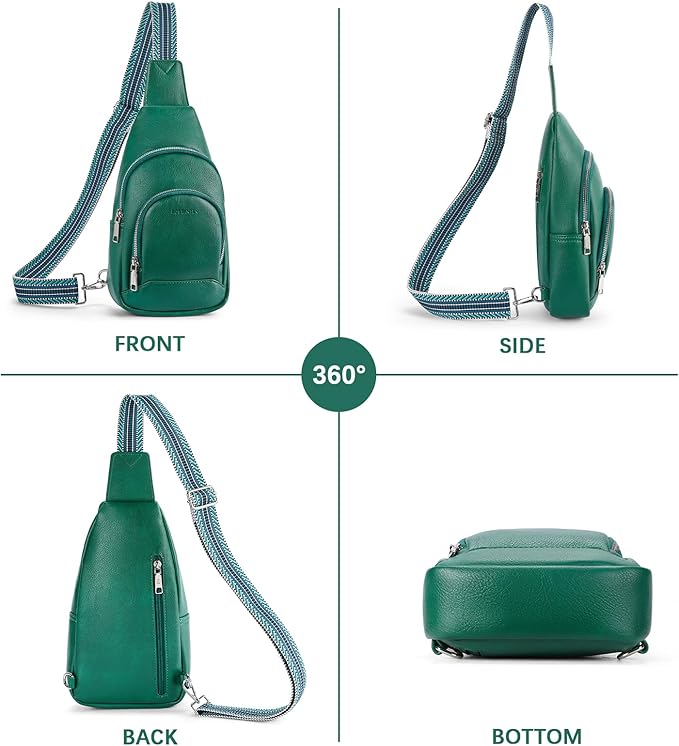 BOSTANTEN Sling Bag for Women Leather Crossbody Bag Vintage Cross Body Purse for Travel with Guitar Strap, Bohemian Style