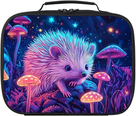 Hedgehog Lunch Box for Boys Girls, Double Insulated Lunch Bag for Kids at Primary Elementary School, 600D Polyester, Leak Resistant, Lightweight, Fits Most Bento Boxes