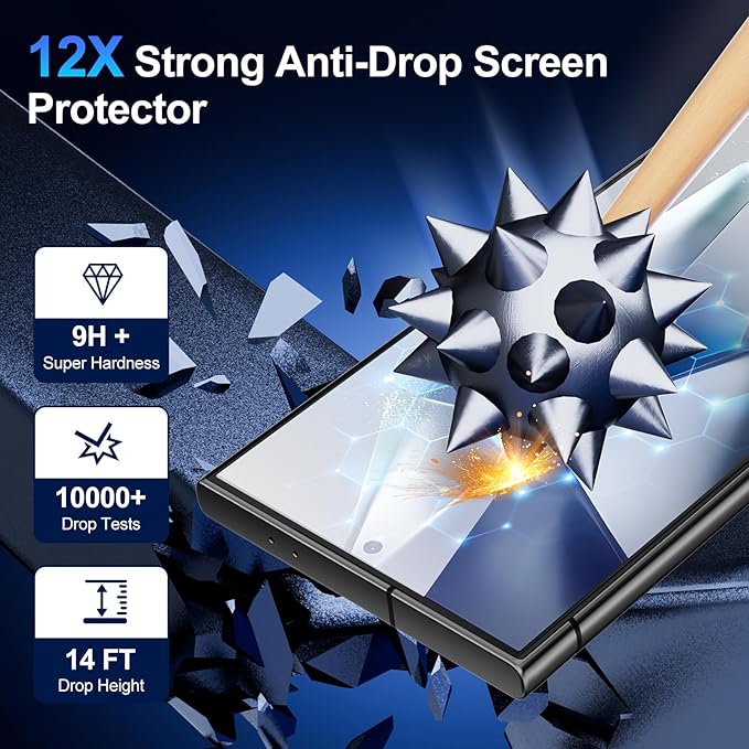 Compatible with Samsung Galaxy S24 Ultra Screen Protector Clear,[100% Fingerprint Unlock][Shatterproof][Anti-Fingerprint] 3D Full Coverage 9H Screen Protector,Easy Installation,2 Pack