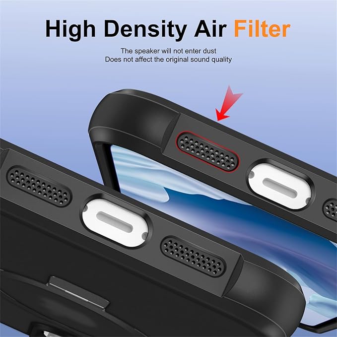 Compatible with iPhone 15 Pro Case with Invisible Magnetic O-Ring Stand Military-Grade Translucent Case for iPhone 15 Pro 6.1" [Compatible with Mag-Safe][Great Grip Feeling], Black