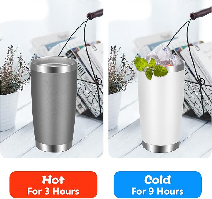 VEGOND 20oz Tumbler with Lid and Straw Stainless Steel Tumbler Cup Bulk Vacuum Insulated Double Wall Travel Coffee Mug Powder Coated Coffee Cup(White 12 Pack