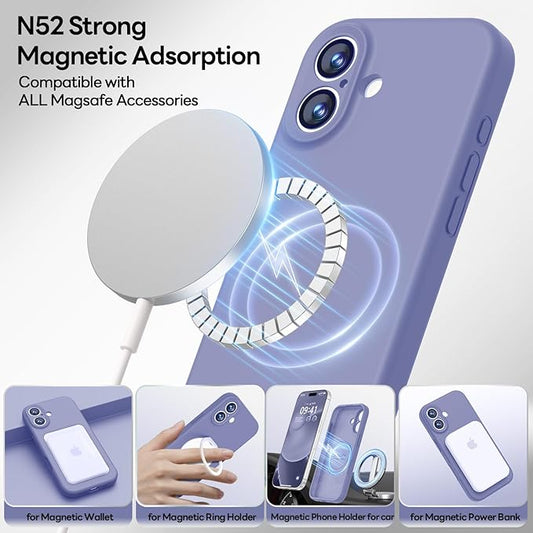 LOVE 3000 Designed for iPhone 17 Case, Premium Silicone [Compatible with Magsafe][Soft Anti-Scratch Microfiber Lining] Shockproof Protective Phone Case for Men Women 6.3", Lavender Grey