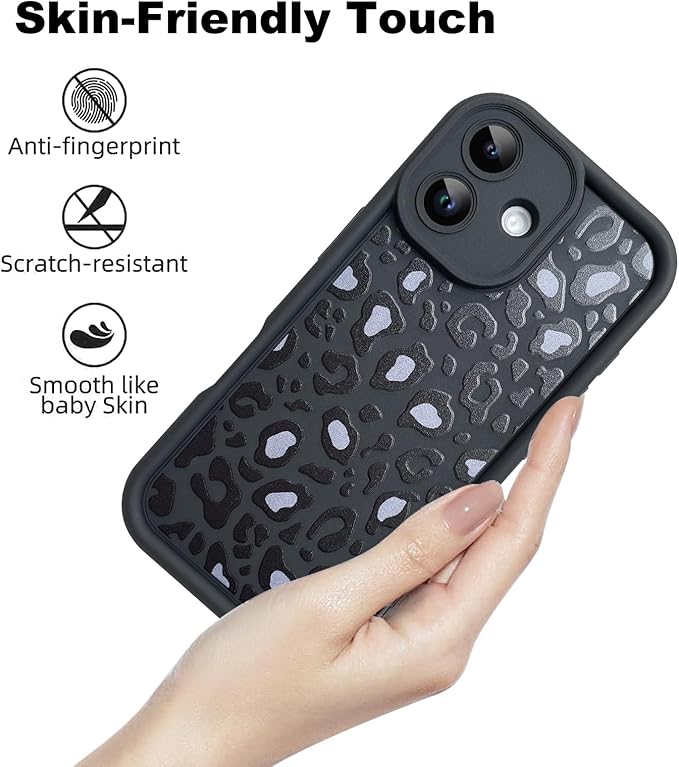 KANGHAR Case Compatible with iPhone 17 Leopard Printed Pattern Cute Cheetah Phone Case Soft TPU Shockproof Protective Cover Designed for iPhone 17 6.3 Inch Black
