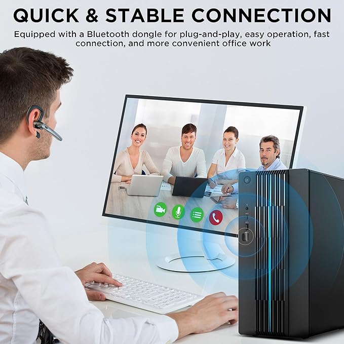Bluetooth Headset V5.3, Wireless Bluetooth Earpiece with 600mAh Charging Case, 110H Playtime, Hands Free Headset for Cell Phone and Computer with Built-in Microphone for Work Trucker Office