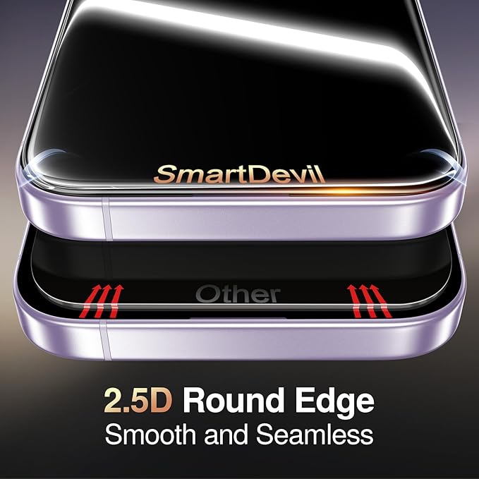 SMARTDEVIL 2 Pack for iPhone 17 Privacy Screen Protector, Military Grade Shatterproof, 9H Hardness, Anti-Spy Tempered Glass, Fast & Easy Installation, Case Friendly