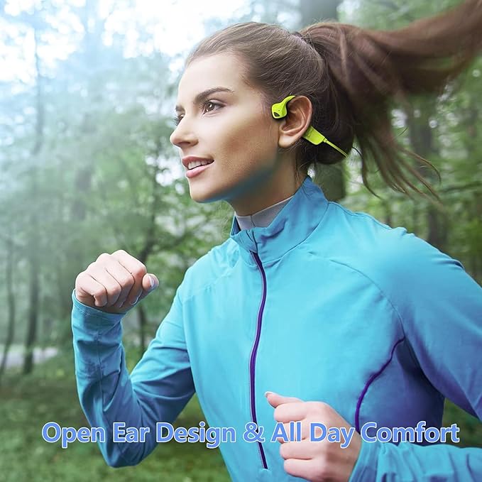 Bone Conduction Headphones, Open Ear Bluetooth 5.0 Headset, Lightweight Sweatproof Wireless Sport Earphones with HD Microphone, 8H Playtime for Running, Cycling, Workouts