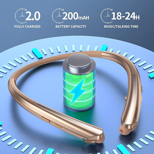 Retractable Neckband Bluetooth Headphones, Wireless Neck Headset with Bluetooth 5.1, 20H Playtime, Dual Device Pairing, Ultra-Light Retractable Earbuds for iPhone/Android with mic (Rose)
