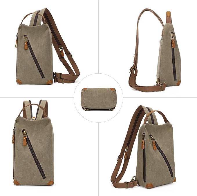 KL928 Canvas Sling Bag crossbody Bags Small Backpack Pack Travel Purse convertible purses for Women Men