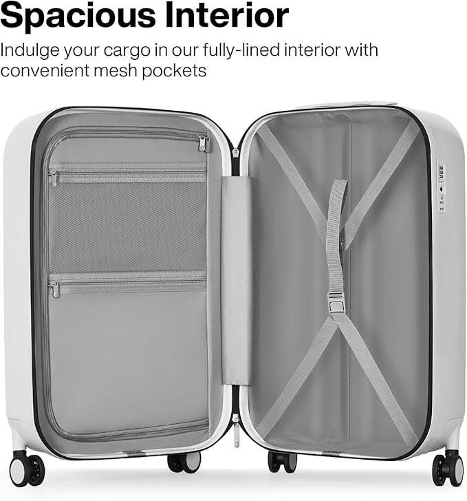 mixi 20 Inch Carry On Luggage PC Hardside Suitcases with Wheels & TSA for Travel Woman Men, Smoke White