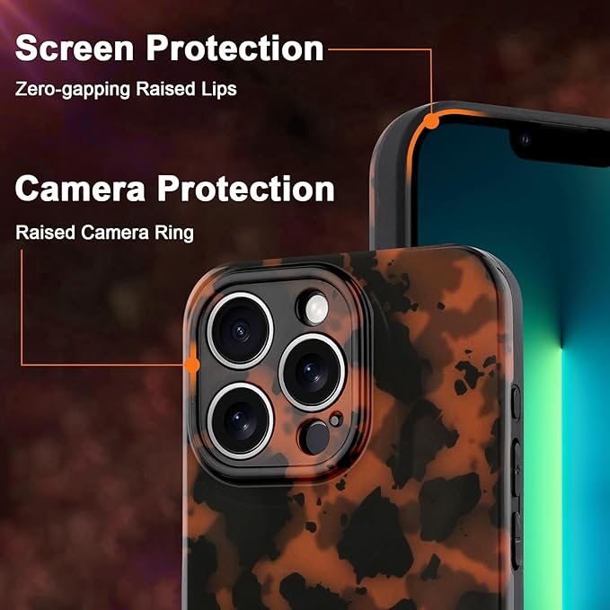 Phone Case for iPhone 13 Pro Case Lightweight Tortoiseshell TPU Slim Phone Cover for Women Girls Grily Brown Shockproof Phone Cover for iPhone 13 Pro, Tortoise Print