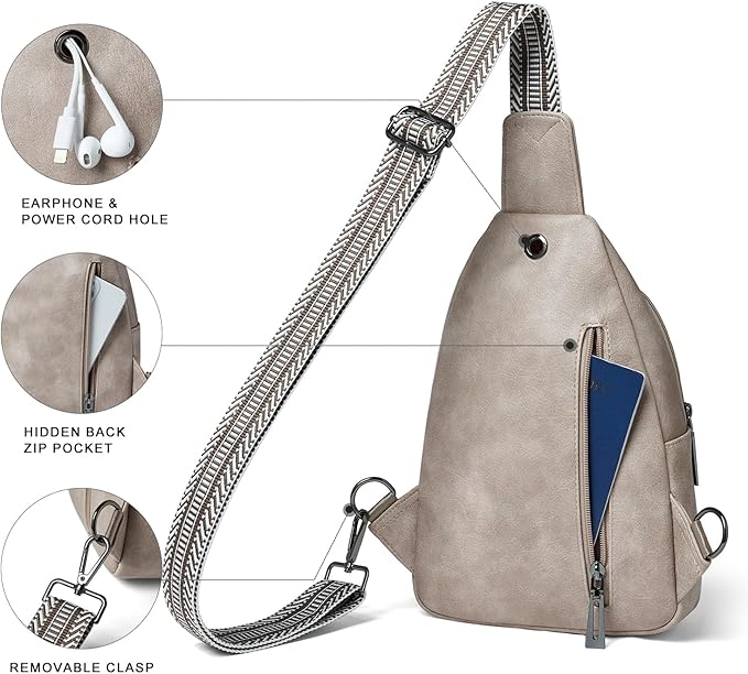 7L Sling Bag for Women Men Crossbody Belt Bag Small Travel Sling Backpack Anti Theft Chest Daypack Purse Faux Leather