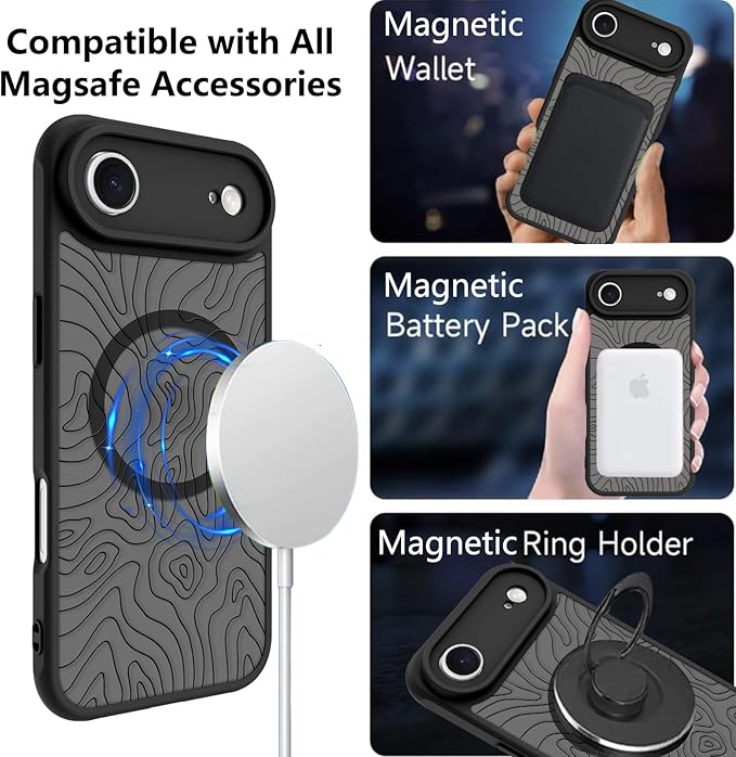 KANGHAR Case Compatible with iPhone Air Curly Line Pattern [Compatible with Magsafe] Cute Spiral Ripples Protective Magnetic Case for Girls Women Men 6.5"