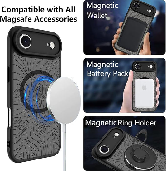 KANGHAR Case Compatible with iPhone Air Curly Line Pattern [Compatible with Magsafe] Cute Spiral Ripples Protective Magnetic Case for Girls Women Men 6.5"