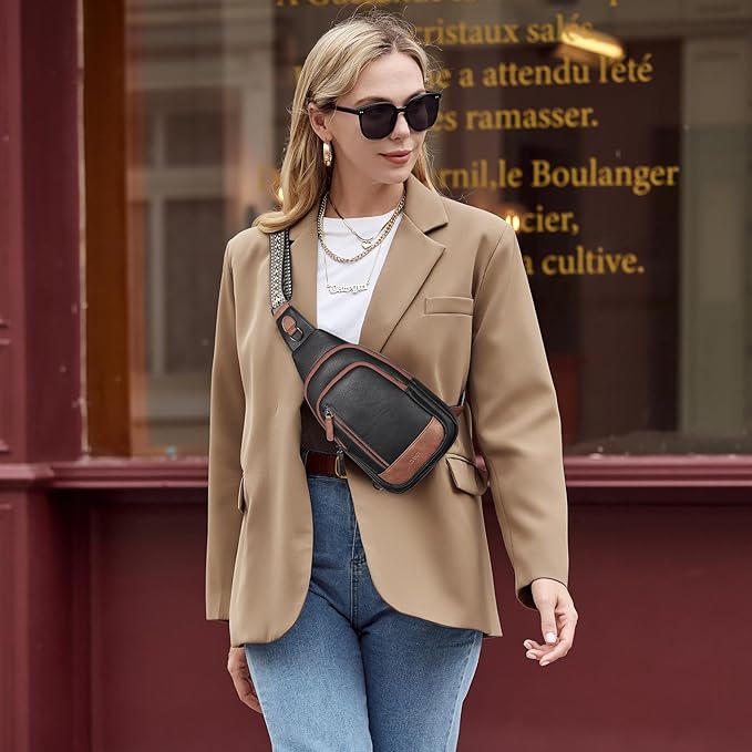 CLUCI Crossbody Bags for Women Men,Leather Sling Bag Cross Body Backpack for Woman Gifts for Women Birthday Unique