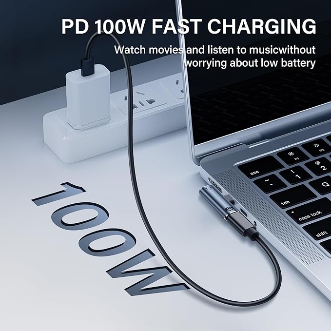 SinLoon USB C to 3.5mm Audio Adapter USB Type C to Aux Female Headphones Jack& 100W 2-in-1 PD Power Supply Adapter DAC USB C Headphone Adapter for USB C Devices Without 3.5mm Interface